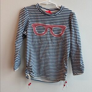 SUNUVA Striped Long Sleeve Sunwear Protection Shirt with Red "Glasses"